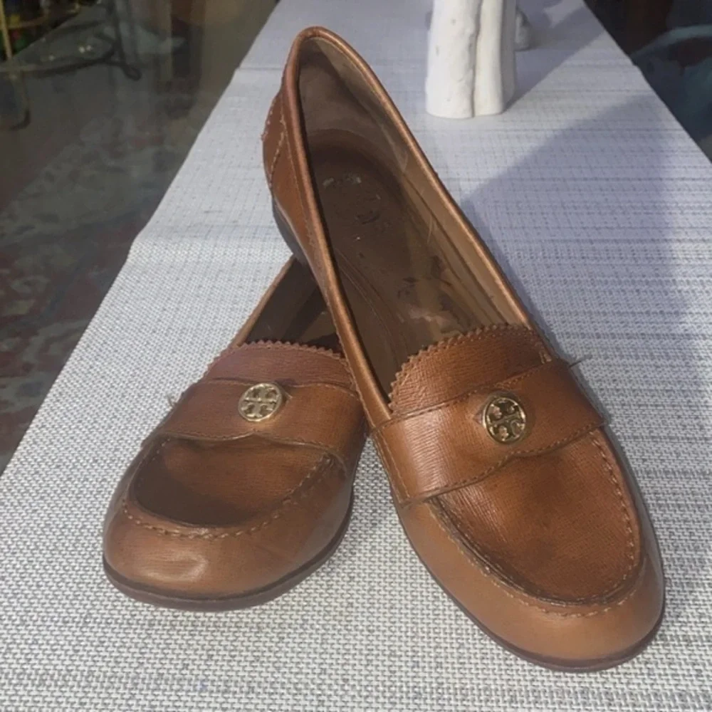 TORY BURCH penny loafers Brown Leather Loafers Sz 10M